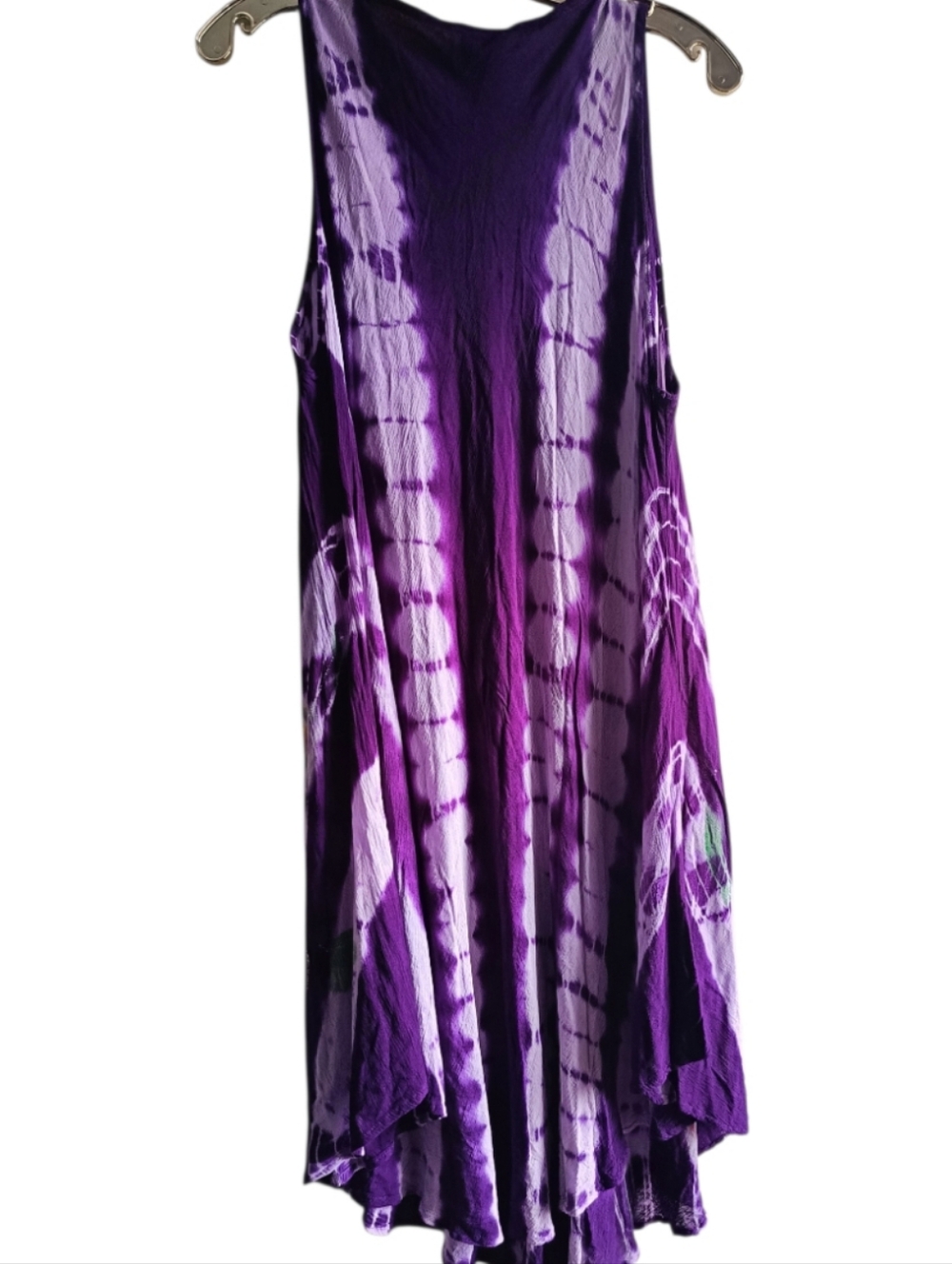 🟣Purple Tie-Dye Asymmetrical Umbrella Sundress Multicolor Accents